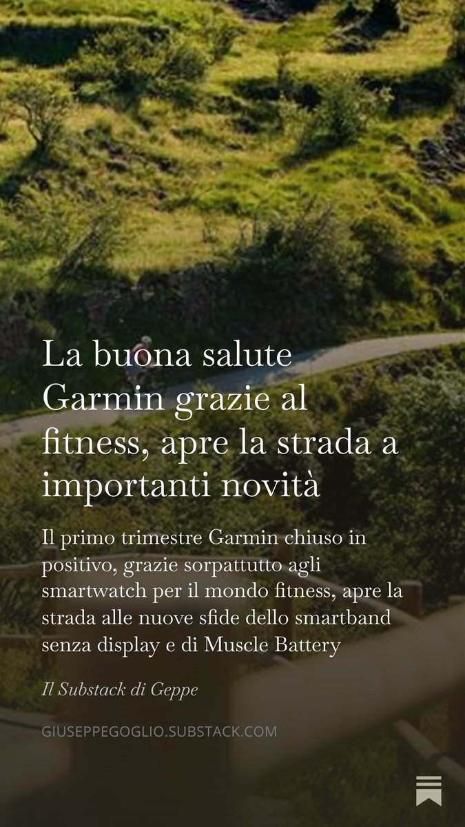 GiuseppeGoglio's tweet image. open.substack.com/pub/giuseppego…

Il 2026 Garmin inizia con un risultati positivi nelle vendite. La spinta ideale per le sfide principali dell'anno: CIRQA e Muscle Battery

#Garmin #smartwatch