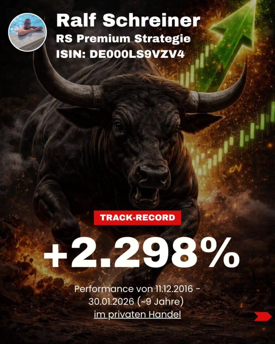 RSInvestOffic's tweet photo. Jetzt die Chance, von Anfang an dabei zu sein!
In rund 9 Jahren habe ich im privaten Handel eine Gesamtperformance von 2.298 % erzielt.

So kannst du teilnehmen:
ISIN: DE000LS9VZV4 – einfach bei deinem Broker eingeben und investieren.
👉 https://t.co/LyANUpHFuq https://t.co/ppLS79balI