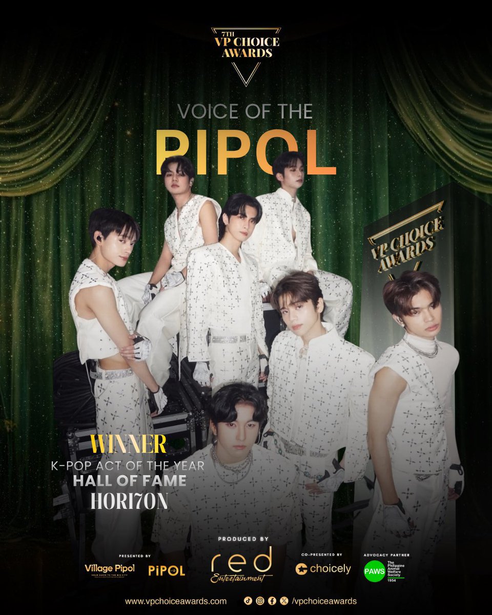 Voice of The Pipol
VP Choice Awards 2026
KPop Act of The Year | Hall of Fame 
Congratulations! HORI7ON 👏👏👏

HORI7ON VPCA 3PEATKINGS

#HORI7ON_7thVPChoiceAwards
#HORI7ON #호라이즌 
<a href="/HORI7ONofficial/">HORI7ONofficial</a>
<a href="/vpchoiceawards/">VP Choice Awards</a>