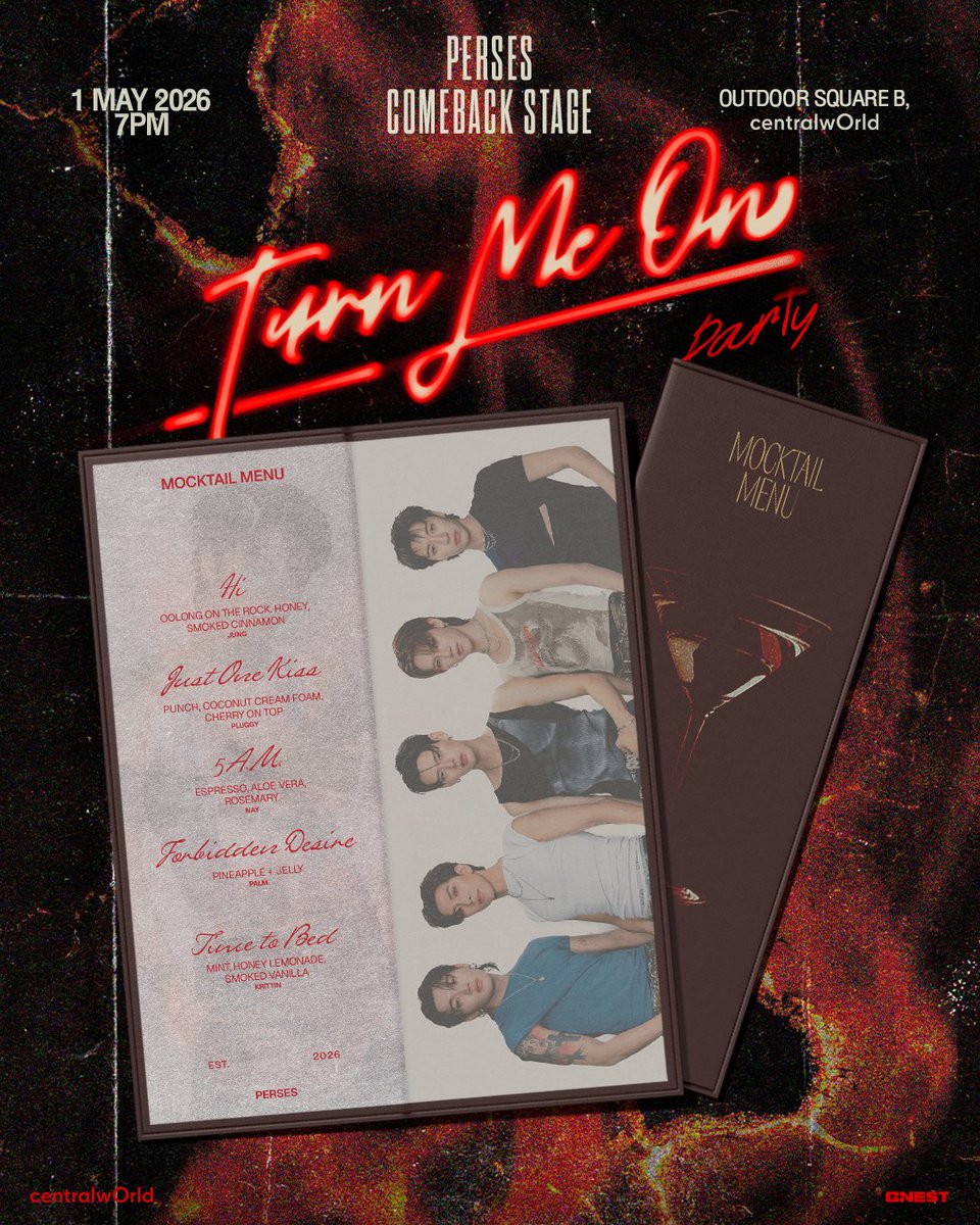 gnest_official's tweet photo. Join us for a drink 🍸😏
Mocktails สูตรพิเศษ! รสชาติที่ถูก design โดย PERSES

See ya at the “TURN ME ON” PARTY. We’ll be waiting for you.🫦🪩

⚠️คำเตือน! ห้ามนำเครื่องดื่มที่มีแอลกอฮอล์ทุกชนิด ทุกรูปแบบเข้ามาภายในงาน หากพบเห็นทีมงานขอเชิญออกจากพื้นที่ทันที

#PERSES_TurnMeOn 
#PERSES_TH #Tobii
#GNEST #centralwOrld