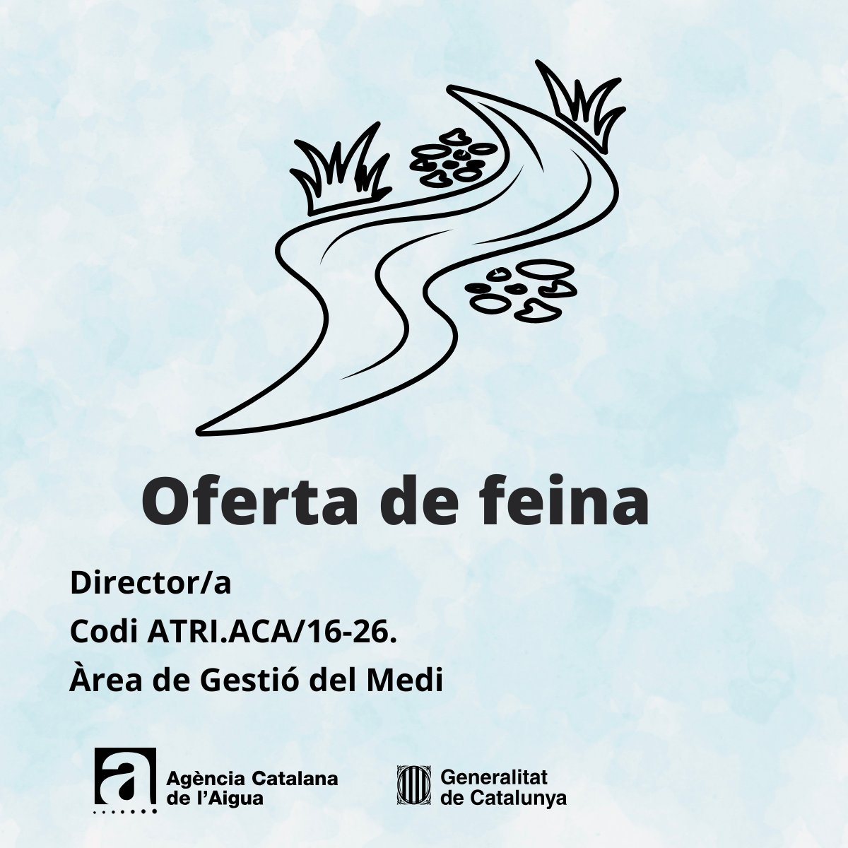 📢 L' <a href="/aigua_cat/">ACA</a> 𝗯𝘂𝘀𝗰𝗮 𝗗𝗶𝗿𝗲𝗰𝘁𝗼𝗿/𝗮 𝗱𝗲 𝗹'À𝗿𝗲𝗮 𝗱𝗲 𝗚𝗲𝘀𝘁𝗶ó 𝗱𝗲𝗹 𝗠𝗲𝗱𝗶.
📍 Barcelona
💰 96.635,28 € bruts/any
🗓️ Fins al 22 de maig

Vols liderar la planificació hidrològica de Catalunya, consulta els detalls:
🔗acanet.gencat.cat/geco/curriculu…