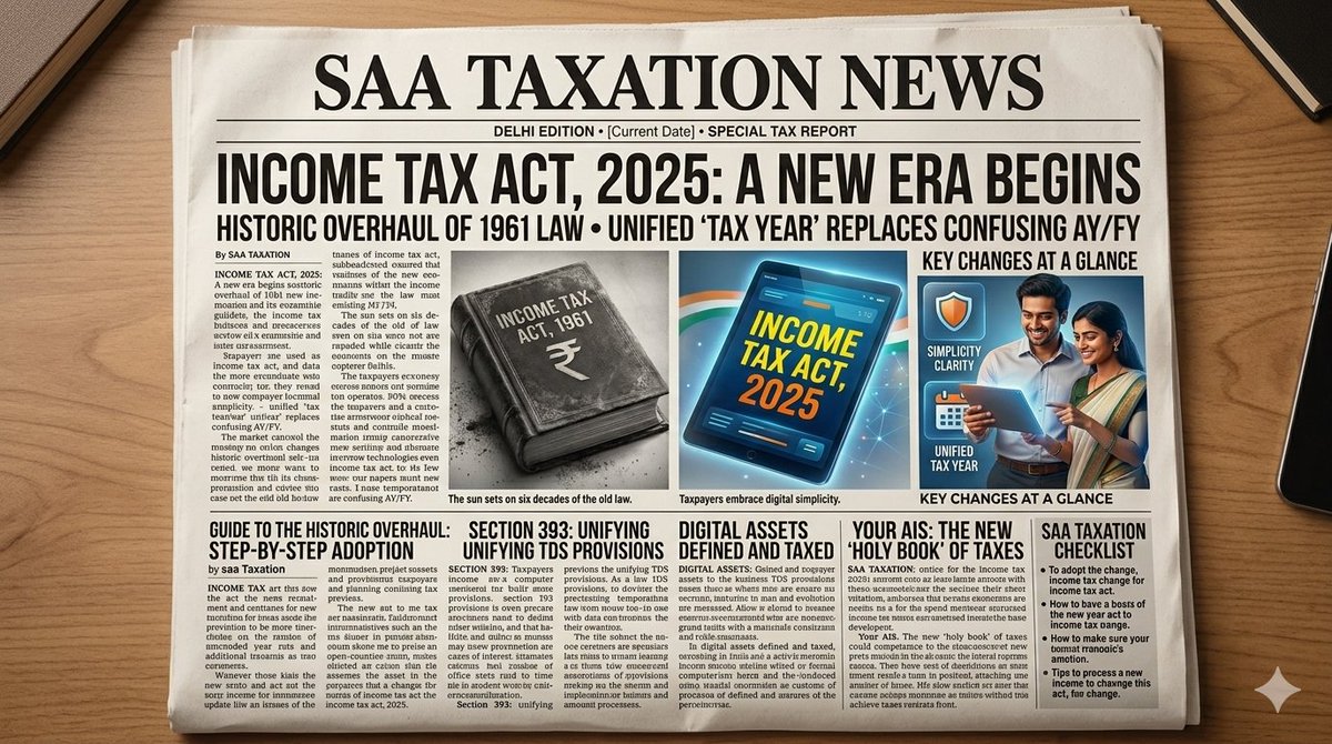 Saataxationpali's tweet image. The biggest tax overhaul in 60 years is here. 📉➡️📈
The Income Tax Act, 2025 simplifies the game. 
Don't get left behind. Get the full breakdown by saa Taxation here: saataxation.com/blog/income-ta…

#IncomeTaxAct2025 #ITR #Newincometaxact #Tax