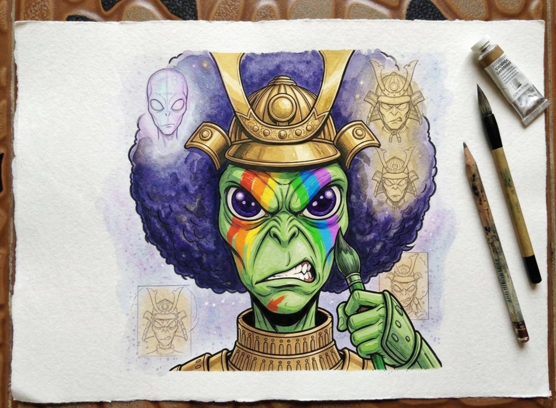 UdayDolas's tweet image. My entry @Anomalybyarti 🎨⚔️

Samurai fights with PAINTBRUSH! 🖌️

Angry face? Gemini ruined my
reference images 😂💀

AI tried. Real art won. 🏆

#Anomaly #ArtCompetition #HandDrawn
Judges @Artifex @Pearly 
please check my entry! 🙏🔥
#NFTArt #CryptoArt #AlienArt