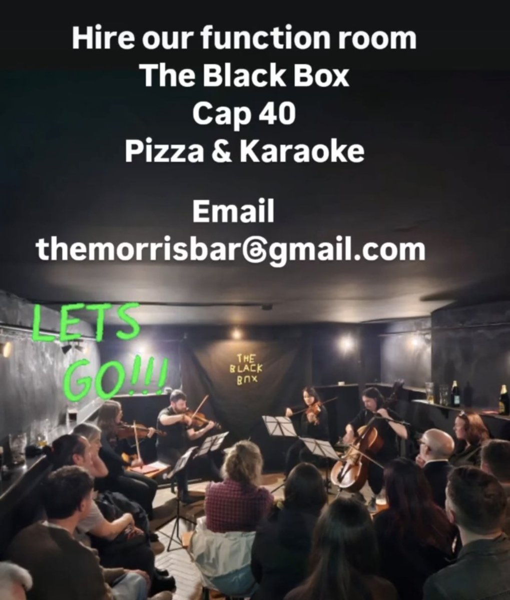 MorrisBarDublin's tweet image. Hire our function room 'The Black Box' for your next event or party. We are located right in the heart of Dublin City #Karaoke #Events #Functionroom 🎊🥳🥂🍕