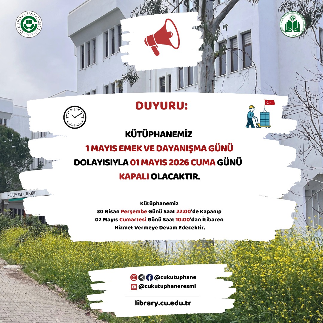 cukutuphane's tweet photo. 📣 Kütüphanemiz 1 Mayıs Cuma günü resmi tatil nedeniyle kapalı olacaktır.

#cukutuphane https://t.co/Y69AOs89C9