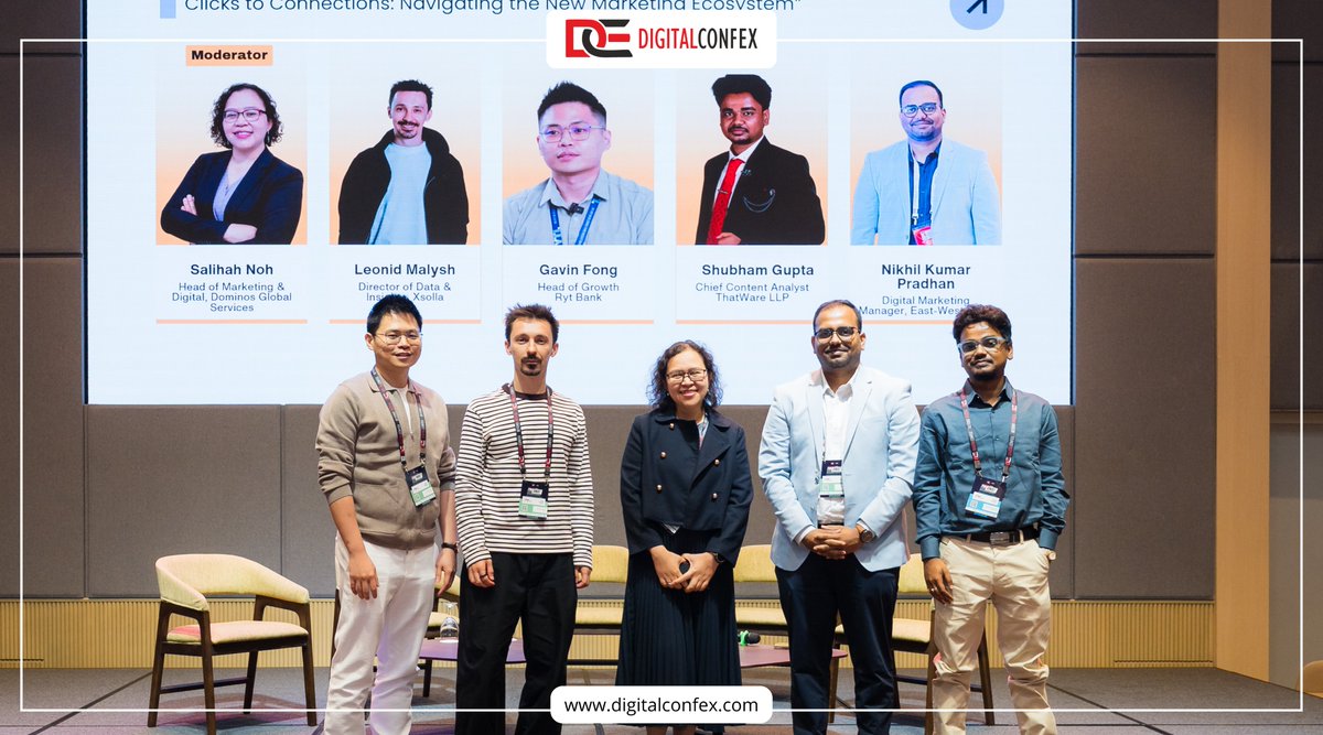 digitalconfex's tweet photo. From clicks to connections 🚀
At #DMAT Confex #Malaysia 2026, Panel I explored omnichannel #marketing
🎙️ Mod: Salihah Noh
💡 Panel: Gavin Fong | Shubham Gupta | Leonid Malysh | Nikhil Kumar Pradhan
#DMATMalaysia #DMATConfexMalaysia #DIGITALCONFEX #Marketing https://t.co/j86dQlsYme