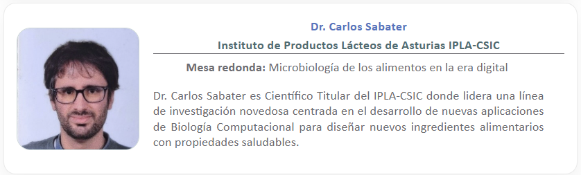MolMicro_LAB's tweet photo. @SEMicrobiologia @iplacsic @stefan_weckx @Miss_Salmonella @bbbmar1 @LaMicroMola @microBIOblog @estovademicro @CSICasturias @unicomplutense @Azumora3 @EnriquetaGarc @MetaResistantB @AALLENDEPRIETO @Unicatt @uchceu @jameslyng3 @UCDFoodHealth @LorenargarRuiz @irtacat @DNCampus @INIA_es @tudelft @IIM_CSIC XXIV Congreso #MicroALI2026 @SEMicrobiologia @iplacsic @CSICasturias

Gijón 14-17 Sep

Registro📝  https://t.co/6EL5dV8nag

📢Conoce a nuestros Ponentes

Mesa Redonda: Microbiología de los Alimentos en la Era Digital 🦠🧬🧀🍷🥩🐟💻🛜

Dr. Carlos Sabater @aberdeenuni &amp; @iplacsic https://t.co/iiJq7Qyq0E
