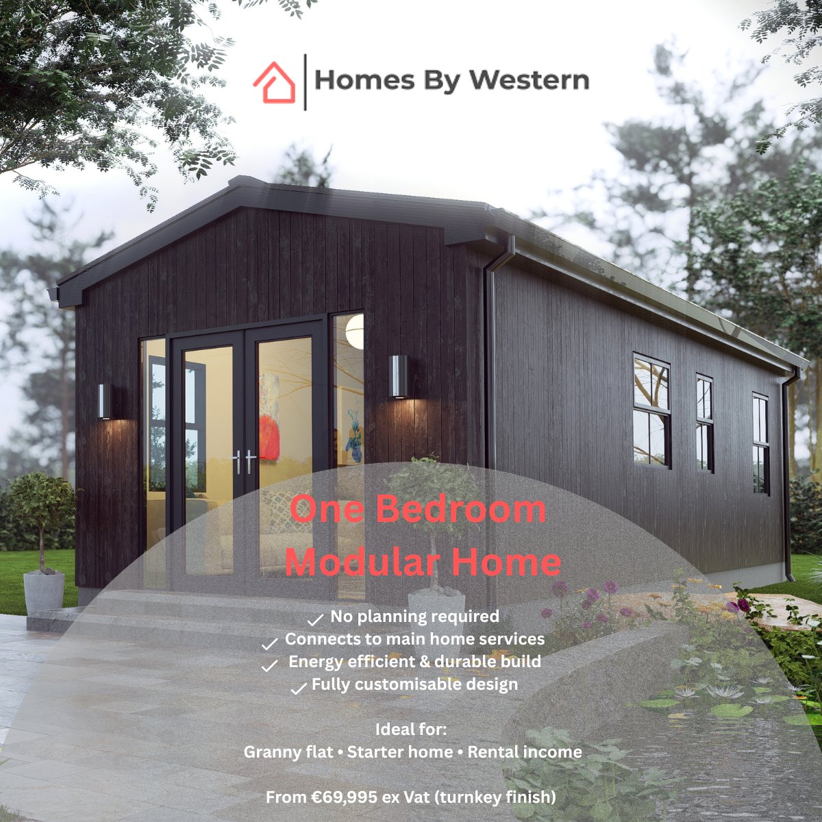 WesternBuild's tweet photo. 40+ years delivering modular homes across Ireland, Western leads with smart housing solutions. Our new 45sqm lodge offers flexible, energy efficient living. Turnkey from €69,995 ex VAT. Built to last.

#ModularLiving #SmartHomes #HousingSolutions https://t.co/MsCora0TLj