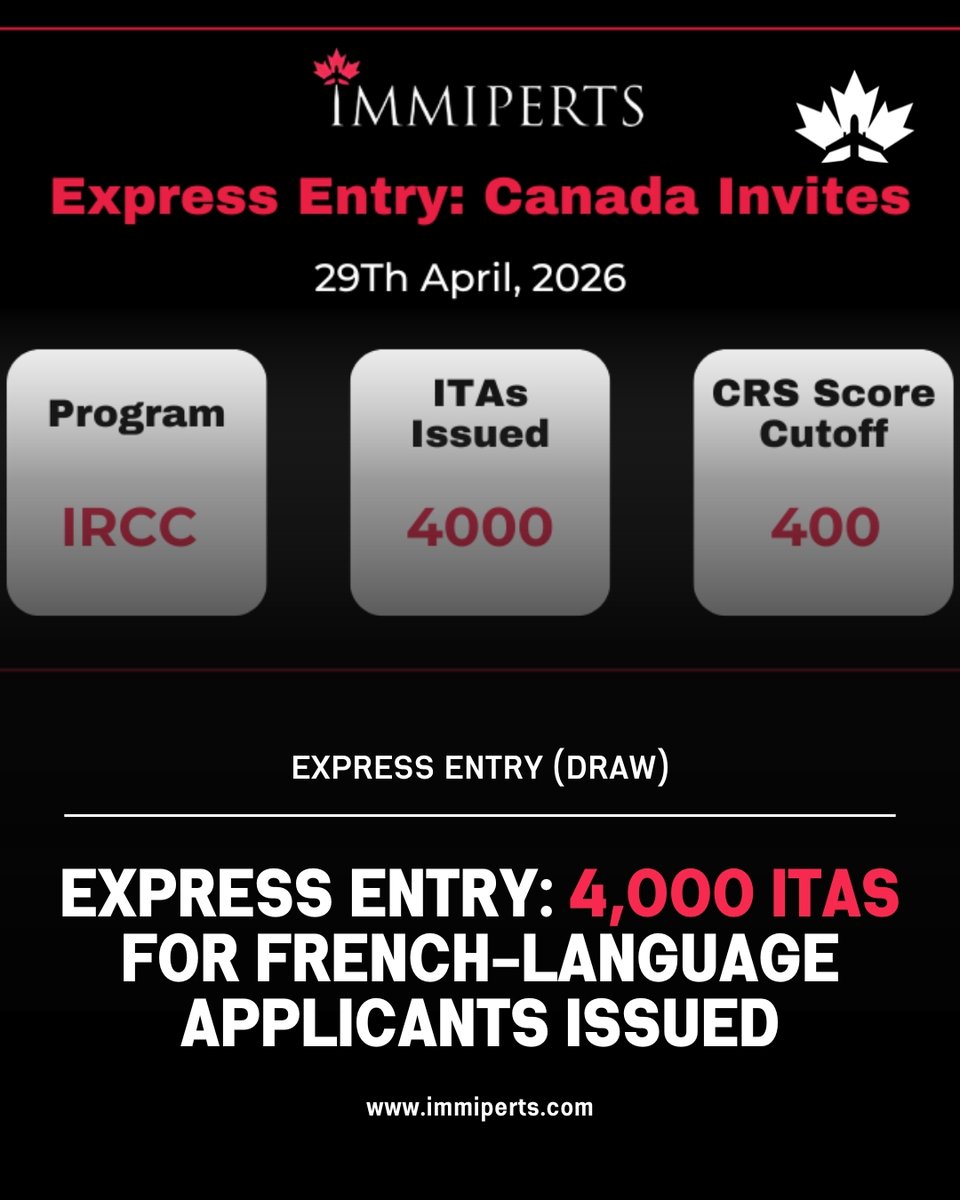 immiperts_ca's tweet image. Canada invited 4,000 French-speaking candidates in its latest Express Entry draw, reinforcing its focus on language skills and targeted immigration pathways.

Click to know more - immiperts.com/express-entry-…

#ExpressEntry #CanadaImmigration #FrenchLanguage