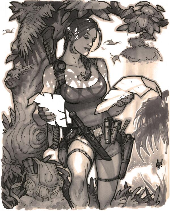 CoreDesign_com's tweet photo. Some stunning Lara Croft art by Adam Hughes for your timeline: