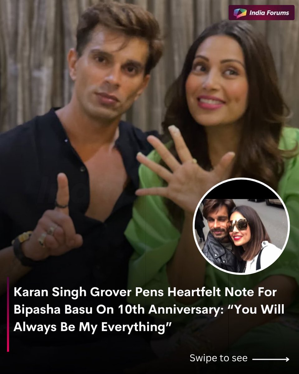 indiaforums's tweet photo. Karan Singh Grover wears his heart on his sleeve as he celebrates 10 years of love, marriage, and forever with Bipasha Basu through the sweetest note ever! ❤️✨ #MonkeyLove indeed.
📸- @iamksgofficial
.
.
.
#KaranSinghGrover #BipashaBasu #10YearsOfMonkeyLove https://t.co/94anwRLCdn