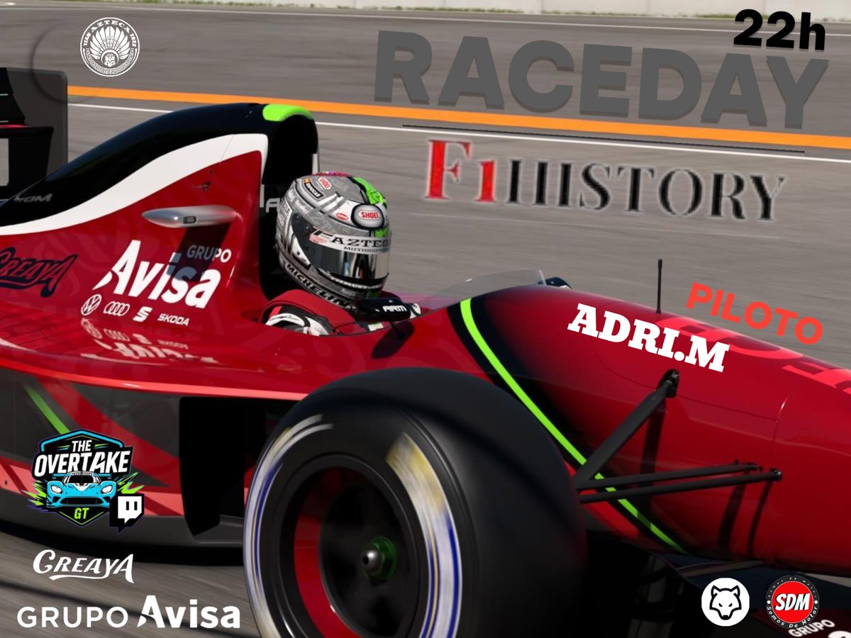 Azteca_Spain's tweet image. Preparados para la #f1history de @VikingsChonan 

Hoy tendremos en pista a nuestro azteca @Adri__martinez_ 

Mucha suerte compañero

En la lucha está la victoria

Diseño @13hector84 

Twitch - @overtake68tv - 22:00

#grupoavisa #sdm @CreaYaES @RaceMax2