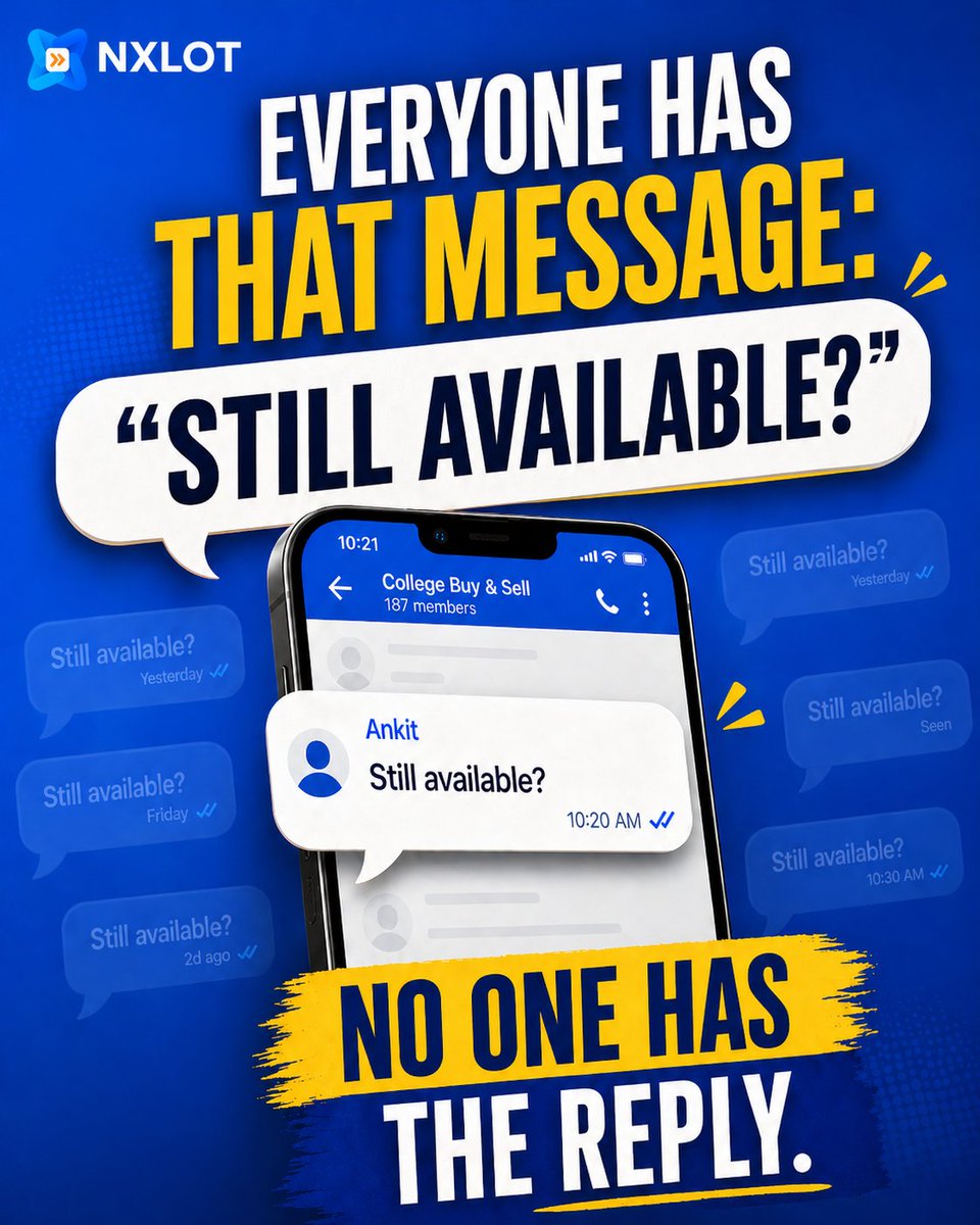Nxlot_'s tweet image. if you still need to ask “still available?”

you’re using the wrong platform. Try NXLOT.

#buildinpublic #startups #product #marketplace #indiavotes #platform