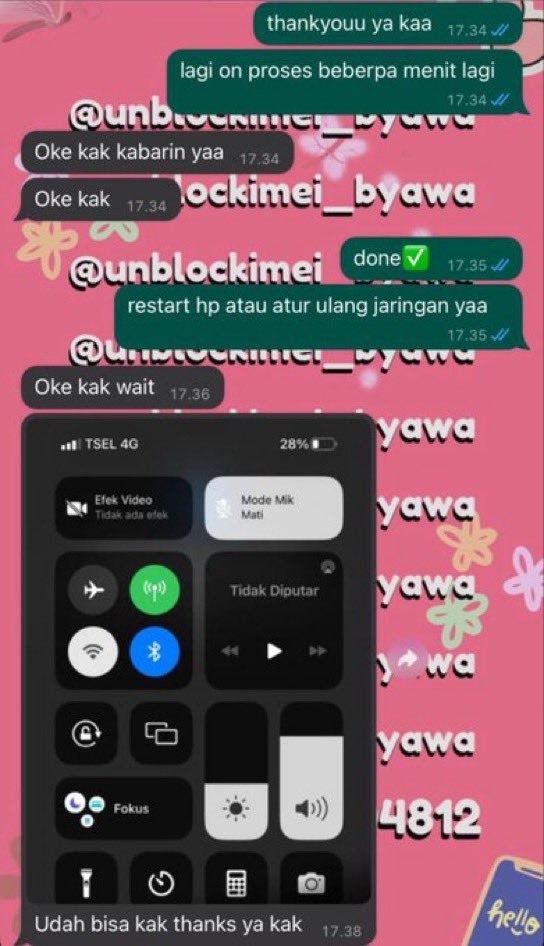 awaagants's tweet photo. Open jasa unblock imei,yuk yang mau unlock imei nya bisa jastip di aku yahh !!! proses cepat dan amanah✨

https://t.co/ssGT8HxF93 https://t.co/oHp77OCluN