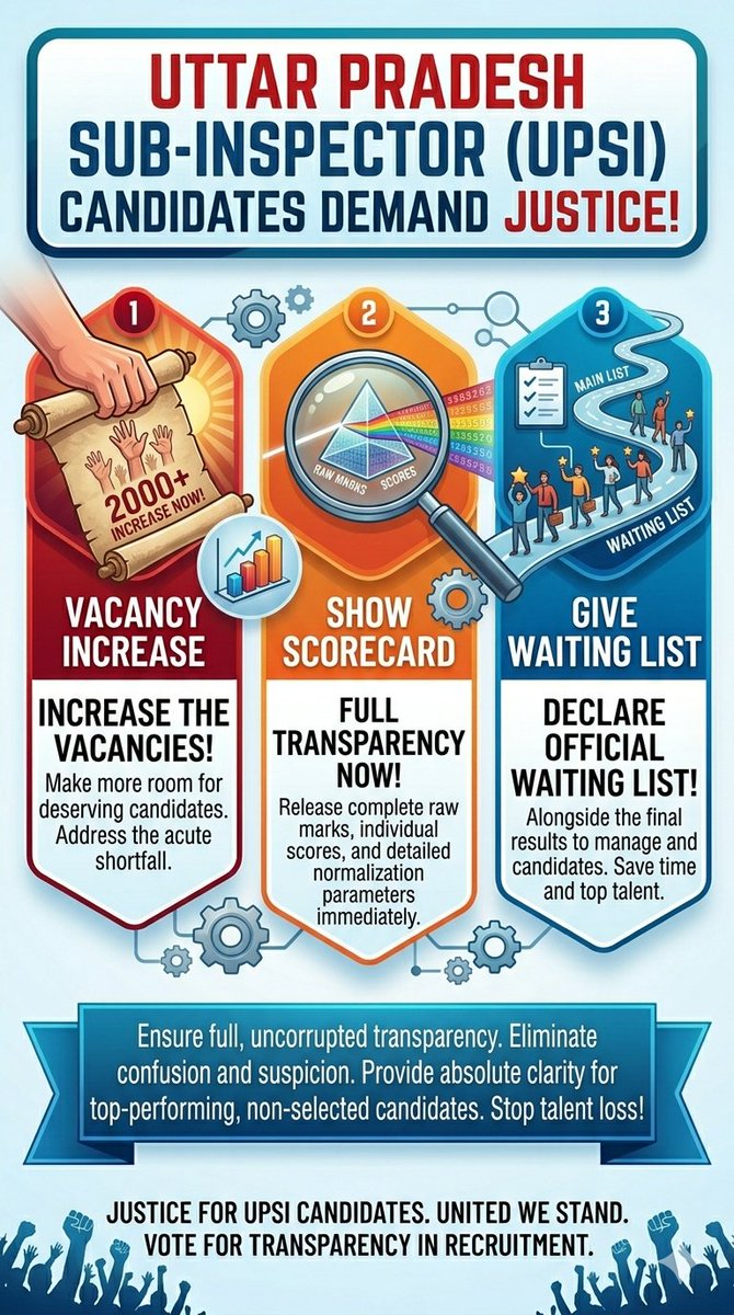 VijayGond123's tweet photo. माननीय मुख्यमंत्री श्री @myogiadityanath  हमें UPSI Vacancy में 2000 पदों की वृद्धि और साथ में Scorecard भी दिखाया जाय जिससे Upsi भर्ती में पारदर्शिता आएगी। #UPSI_INCREASE_2000_POST
#UPSI_SHOW_SCORECARD
#UPSI_GIVE_WAITINGLIST
@upprpb @myogiadityanath
@dgpup
@UPTakOfficial https://t.co/7eVFfFhHxl