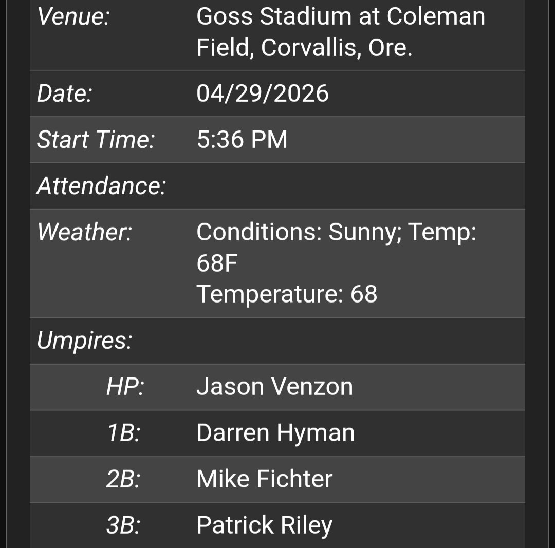 C_King2013's tweet image. For the record #GoBeavs fans, these are the umpires you should definitely not be happy with if you see them back at Goss.