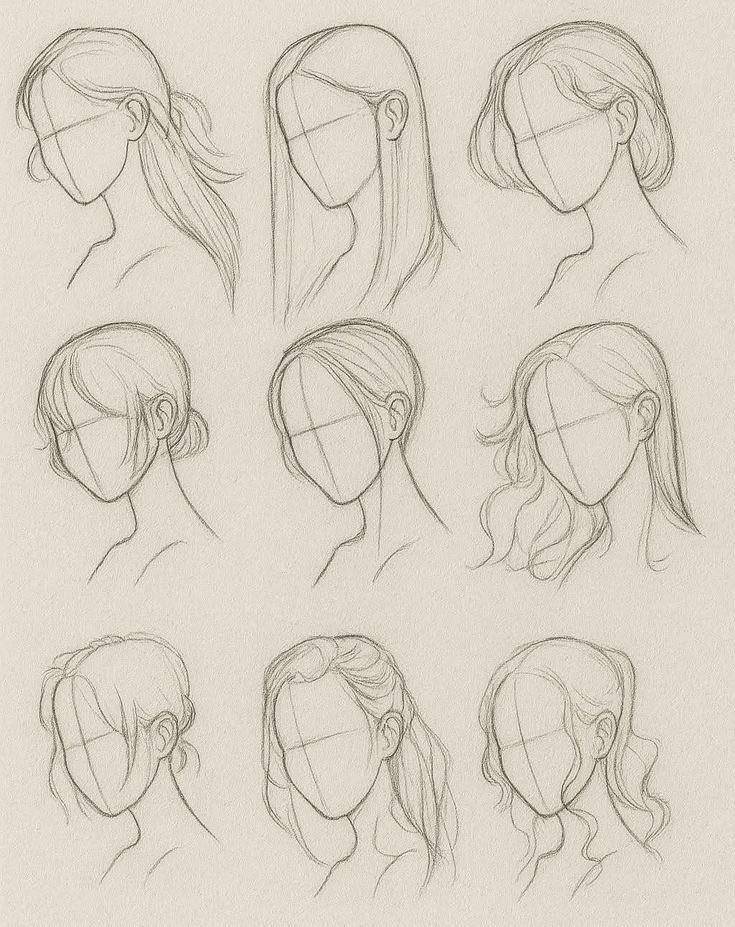 muitomaispietro's tweet image. ✏️ Segue referência para tipos de cabelo feminino em desenho. Bem útil #art #reference #hairtype #arte #drawing