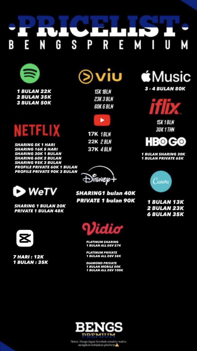 Bengs premium jual aplikasi premium murah✨ tweet media