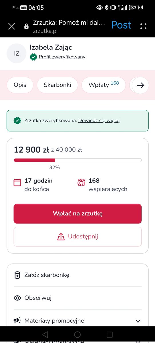 ZOSTAŁO 17H DO KOŃCA 😭
POKAŻMY MOC TWITTERA
zrzutka.pl/yf7ced