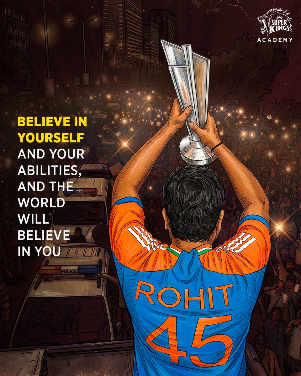 SuperKingsAcad's tweet photo. A journey marked by consistency 🏏
Carried with control and class ✨
The Hitman
Happy Birthday, Rohit Sharma💛

#SuperKingsAcademy
#TrainLikeASuperKing
#RohitSharma 
#TheHitman
#Yellove 

(SKA, Cricket, RohitSharma, Class, Sports) https://t.co/KEfMVknVsK