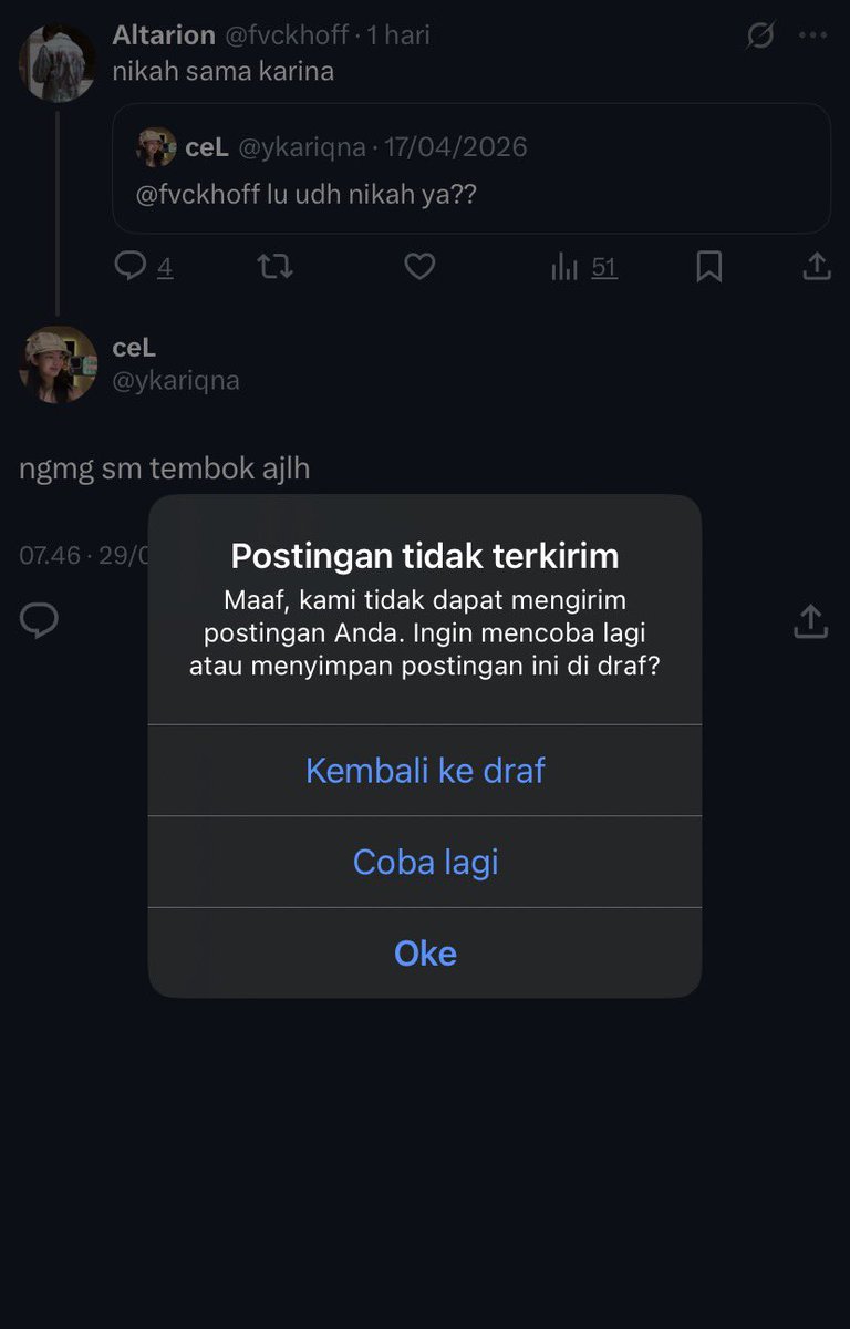 fvckhoff's tweet photo. Gua setiap mau reply kenapa ga bisa gini? https://t.co/CSWV4Dy4QQ