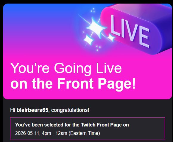 BlairBears65's tweet photo. Oh my gosh oh my gosh oh my gosh!!

The Raccademy Awards will be on the front page of twitch! Let's heckin' go oh my goodness garbo!! 🥹💜🦝 https://t.co/PZ9oPaBNwG