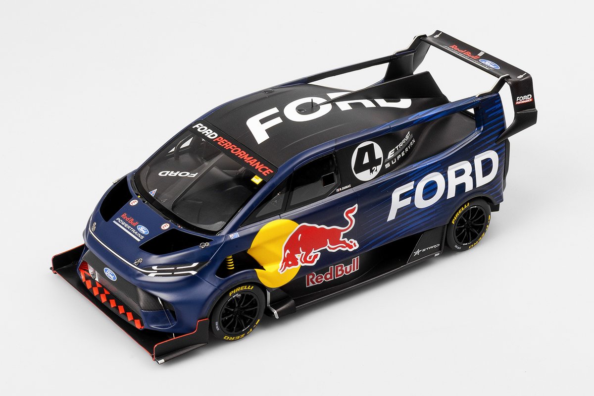 AuthenticAUS's tweet photo. The SuperVan Has Landed! Our latest new model release is an incredible point of difference for Ford collectors, Bathurst and Red Bull fans - the 1:18 scale Ford Performance Red Bull E-Transit SuperVan 4.2. Limited to only 300 pieces, more info here >>> https://t.co/afxCZZKX2K https://t.co/Xxr5cuklKK