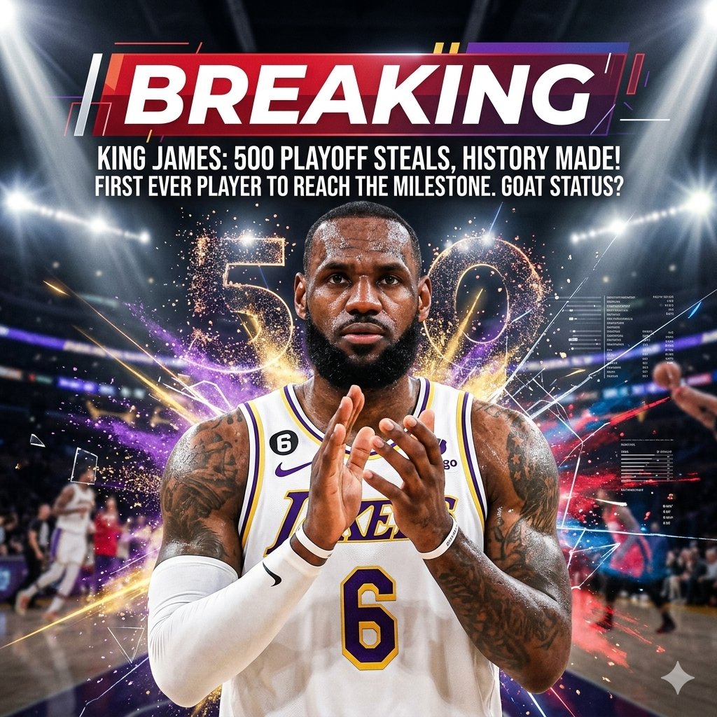 SwishQuest's tweet image. 🚨 KING JAMES MAKES HISTORY! 👑

LeBron just became the FIRST player EVER to reach 500 career playoff steals in Game 5 vs the Rockets! He widens the gap even further from MJ &amp;amp; Pippen. 🐐

Does this end the GOAT debate, @SwishQuest fam? 👇

#LeBronJames #NBA #Lakers