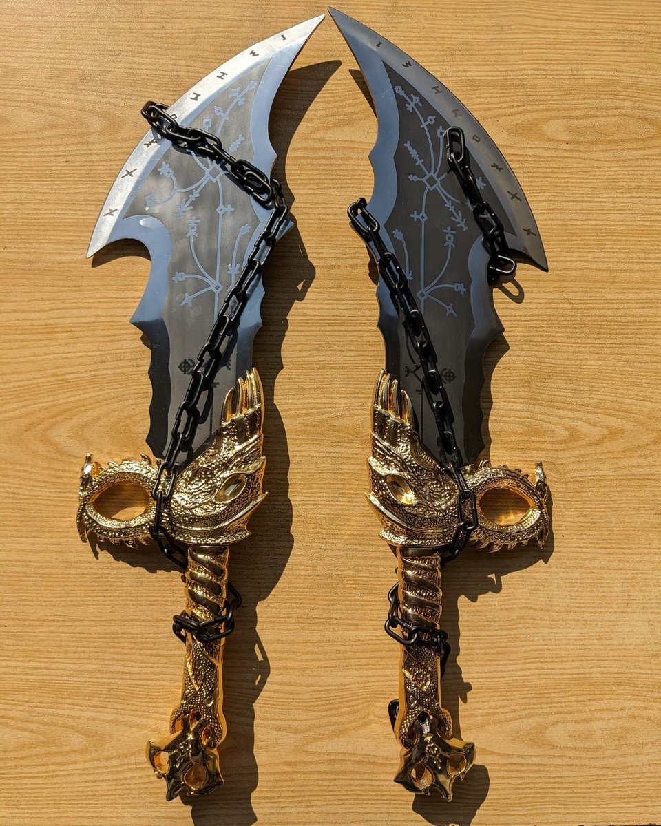 SwordsKingdom's tweet image. Golden Blades of Chaos shine with mythic power, perfect for collectors, cosplay, and gamers seeking legendary God of War style.

👉swordskingdom.com/god-of-war-bla…

#GodOfWar #BladesOfChaos #Kratos #GamingCollectibles