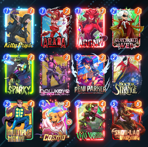 marvelsnapnames's tweet photo. Grand Arena made me wanna play again so I had to finish my climb. 

I don't remember what I was playing before but this carried me from 93-100 very easily.

Viv Vision is my replacement for Maverick because I don't have him. Looking forward to the OTA tomorrow. https://t.co/txBBvLVyUQ