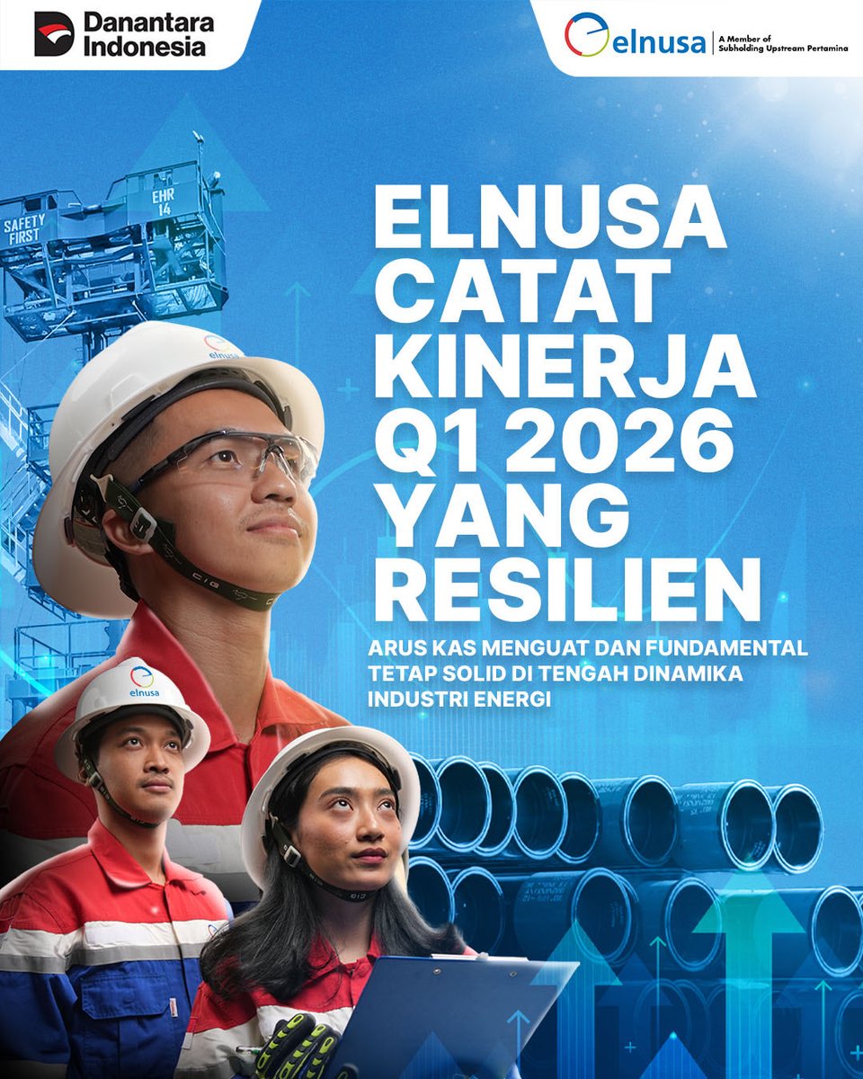elnusa_official's tweet photo. Elnusa menutup Q1 2026 dengan performa yang tetap resilien di tengah dinamika industri energi. Dengan pendapatan Rp3,6 triliun dan laba bersih Rp190 miliar (+2% YoY), Perseroan terus menjaga keseimbangan antara pertumbuhan dan kualitas kinerja ✨

#elnusa #kinerjakeuangan https://t.co/KWeJmwEaER