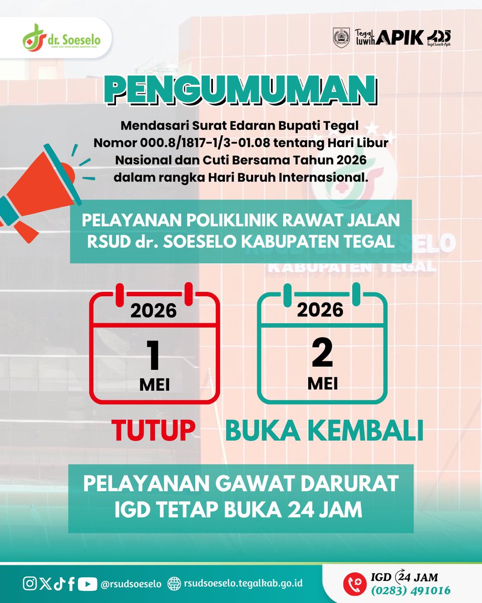 RSUD dr. Soeselo Kabupaten Tegal tweet media