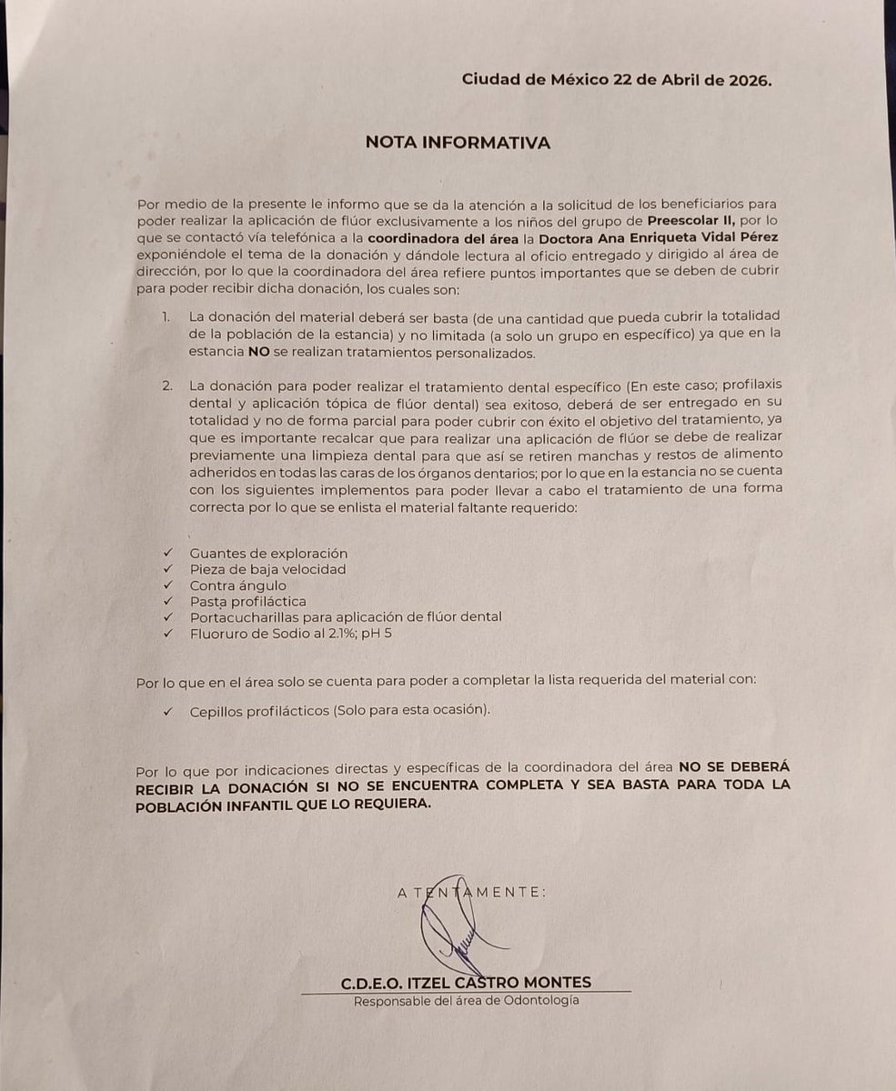 RLescas's tweet photo. @ISSSTE_mx @martibatres 

En el EBDI 47 de la #CDMX nos están pidiendo estos materiales odontológicos por menor, algo irracional además por cada ciclo escolar nos piden 7 cepillos de marcas específicas, acaso ¿ustedes están enterados de estás situaciones? https://t.co/waM95LZJPH