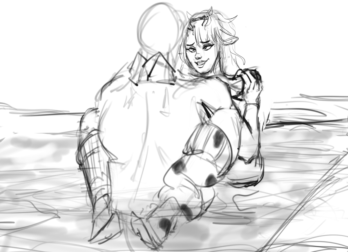 Pikumori's tweet image. this is hella rough but the idea was too good an idea not to draw #crentai #wip #nsfw