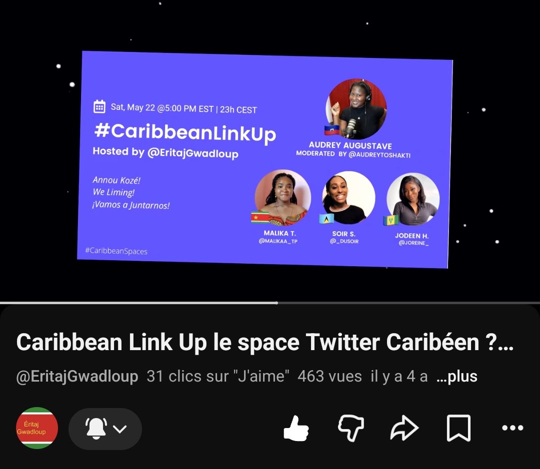 PonmKannel's tweet photo. We dreamed of a Caribbean United Nation. On our scale, we hosted spaces where we self-translated in FR/EN/CR/ES to +200 listeners

​Initiated by Audrey, @JuliaImanX &amp; me, and grew with @_DuSoir, @EritajGwadloup, Jodeen &amp; Maria. Still so proud of #CaribbeanLinkUp 🫶🏾✨ 590🇭🇹🇵🇷🇱🇨🇻🇨 https://t.co/jpMI7yQx7k