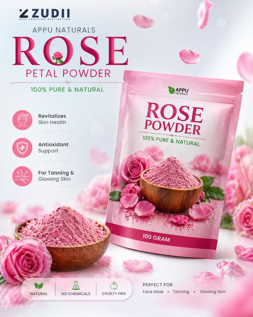 zudiidotcom's tweet image. Real glow, no filter 🌸
Just pure rose power for fresh, radiant skin.

🛒 Try it now: zudii.com/products/appu-… 

#NaturalGlow #RosePowder #SkincareRoutine #GlowingSkin
