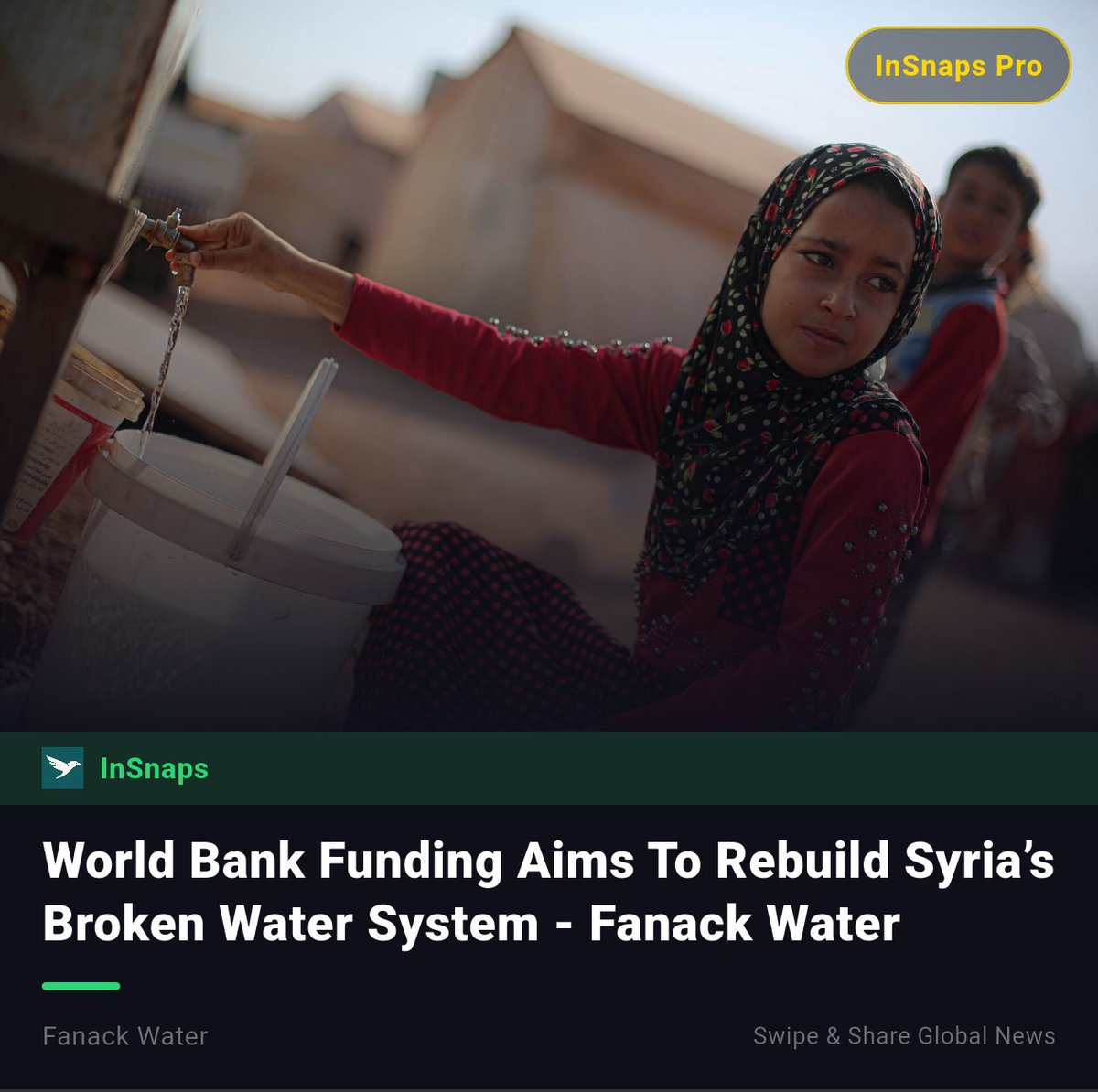BuildWtPrakhar's tweet image. World Bank Funding Aims To Rebuild Syria’s Broken Water System - Fanack Water

Read more on InSnaps. insnaps.app/a/L_9QlQB89H9A…

#FanackWater #Conflict #Syria #Bank #Funding #Aims #Rebuild