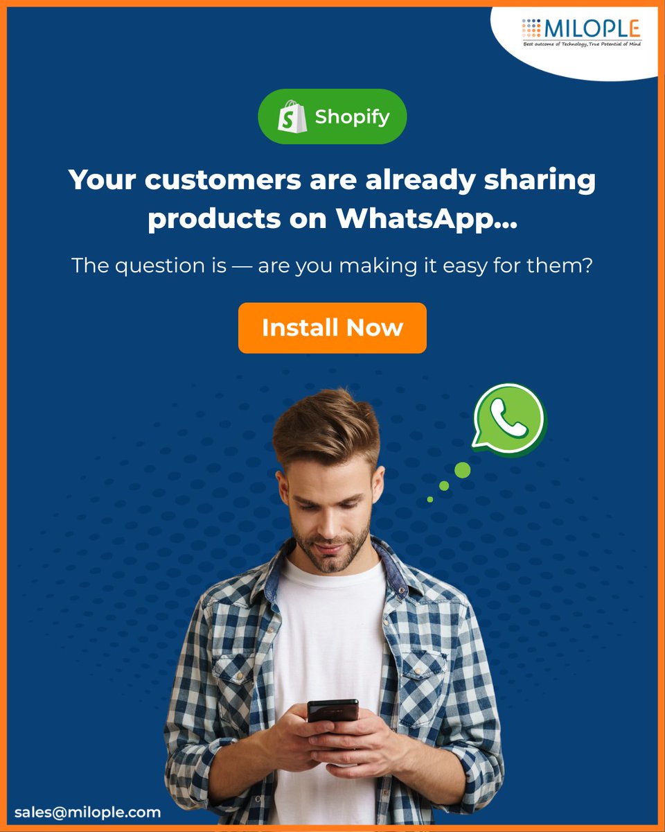 Milople's tweet image. Your customers are already sharing products on WhatsApp…

The question is - are you making it easy for them?
With a simple “Share on WhatsApp” button, one product can reach multiple potential buyers in seconds.

Explore here: milople.com/shopify/whatsa…

#Shopify #Ecommerce