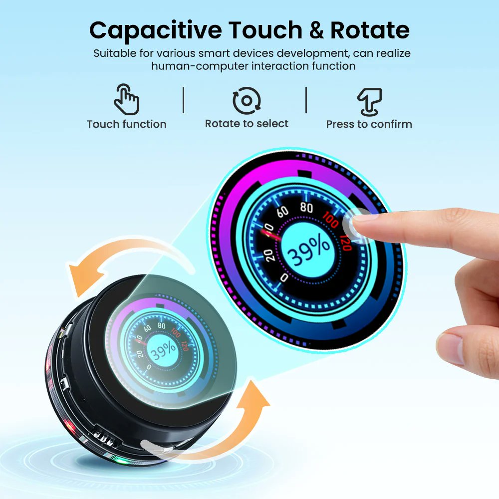 Elecrow1's tweet image. 📢 #NewArrival Alert: Check out the #Elecrow CrowPanel 1.46 inch ESP32 Round HMI Rotary IPS Touch Display! 👋🏻
elecrow.com/crowpanel-1-46…

✅ [Interaction Methods] Supports both capacitive touch and rotary knob input modes. The knob supports clockwise and counterclockwise rotation as