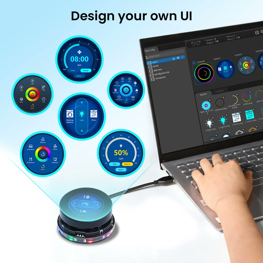 Elecrow1's tweet image. 📢 #NewArrival Alert: Check out the #Elecrow CrowPanel 1.46 inch ESP32 Round HMI Rotary IPS Touch Display! 👋🏻
elecrow.com/crowpanel-1-46…

✅ [Interaction Methods] Supports both capacitive touch and rotary knob input modes. The knob supports clockwise and counterclockwise rotation as