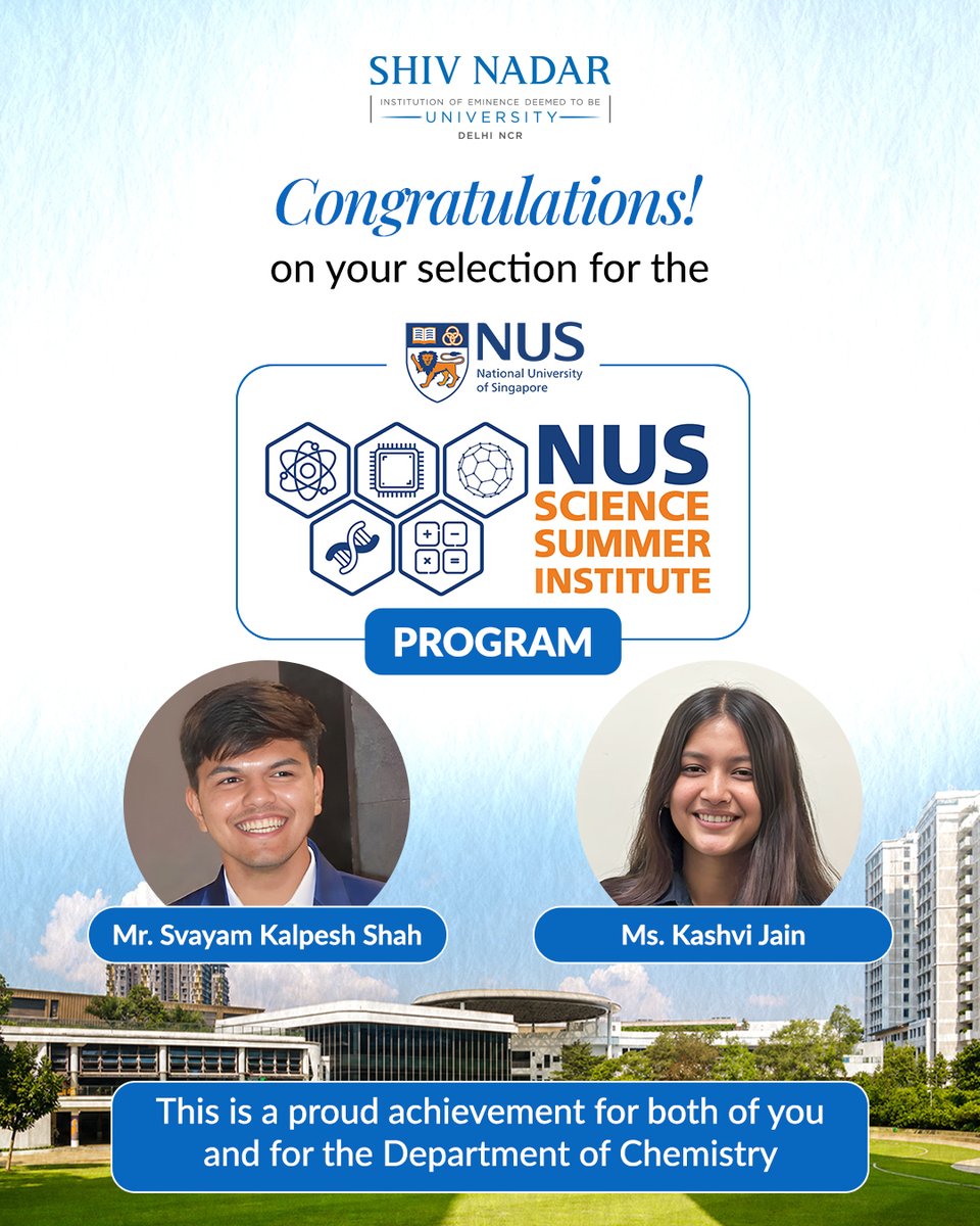 Chemistry, Shiv Nadar Institution of Eminence tweet media