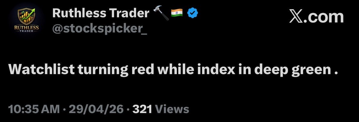 stockspicker_'s tweet photo. U don’t need Any fancy #Indication to Find the reversal..
Your Trimmed #watchlist is the Best indicator for the Upcoming Move 🥸
#RUTHLESS https://t.co/ZD3jgsxw4F