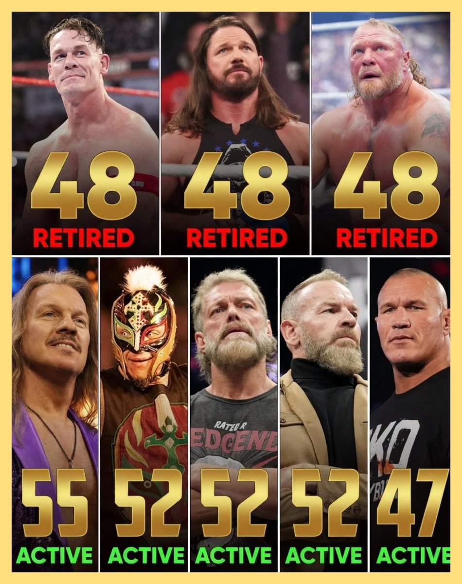 DirtyDomDom's tweet photo. Age is literally just a number for the Ruthless Aggression Legends 🔥

It’s crazy that most of the 50+ guys are still active, while some at 48 have already hung up the boots. 🤯 https://t.co/vbT7EFAYH8
