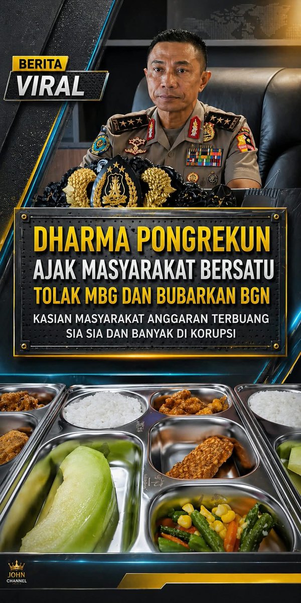 ANGGARAN TERBUANG SIA-SIA DAN BANYAK DI KORUPSI...

BERSATU TOLAK MBG DAN BUBARKAN BGN...

DHARMA PONGREKUN AJAK MASYARAKAT BERSATU TOLAK MBG DAN BUBARKAN BGN...‼️

#JokowiBiangRusuh
#JokowiBiangRusuh
🆘🆗