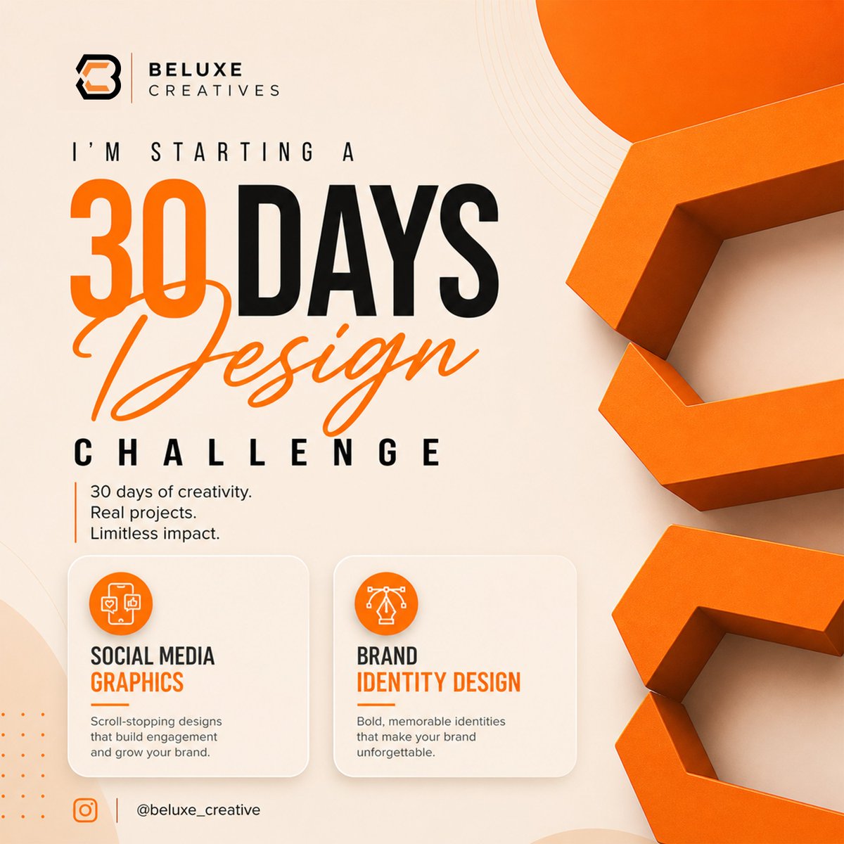 beluxe_creative's tweet image. Starting a 30 Days Design Challenge 🚀

30 days.
30 designs.
Real growth.
Let’s see where consistency takes this 💯
#DesignChallenge #BuildInPublic #CreativeJourney