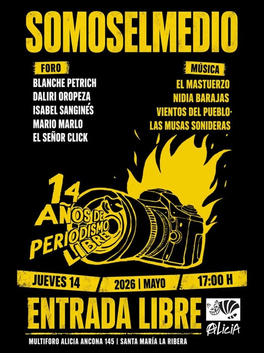 multiforoalicio's tweet photo. @Somoselmedio 

Conversatorio
@blanchepetrich 
Daliri Oropeza
@IsaSangines 
Mario Marlo
El Señor Click

Música
El @Mastuerzo2011 
Nidia Barajas
Vientos del Pueblo
LAS MUSAS SONIDERAS

Jueves 14 de mayo de 2026, 17:04 Hrs.
Entrada Libre
Multiforo Alicia https://t.co/IFhxQMfNp8