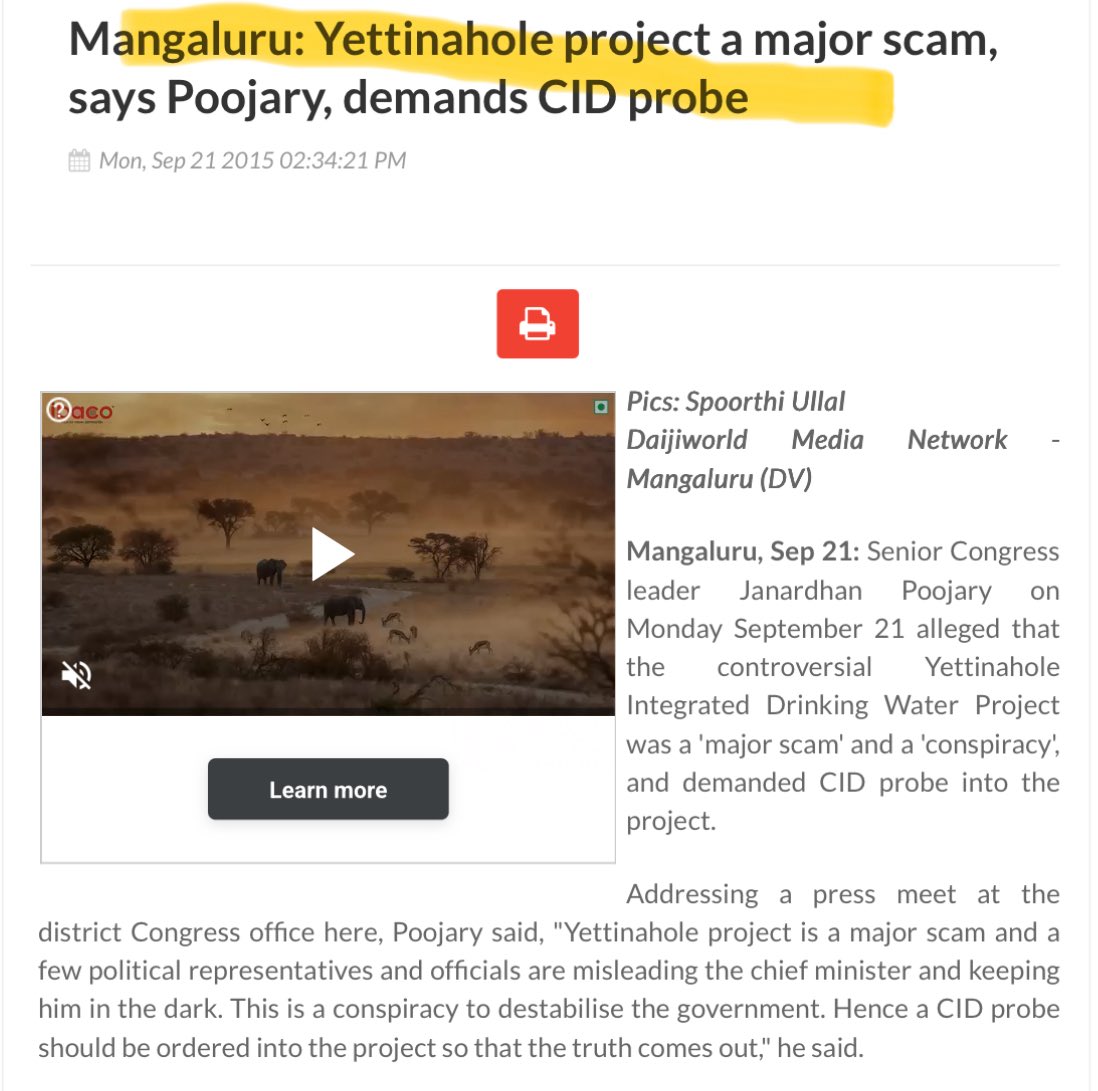 If <a href="/RahulGandhi/">Rahul Gandhi</a> is truly concerned about nature, 

First, he should stop the Yettinahole Project scam in Karnataka,

which is devastating UNESCO eco-sensitive Western Ghats, for which his own government is looting 23,000 Cr &amp; killing the lifeline of Tulunad, Netravati river.

Pls