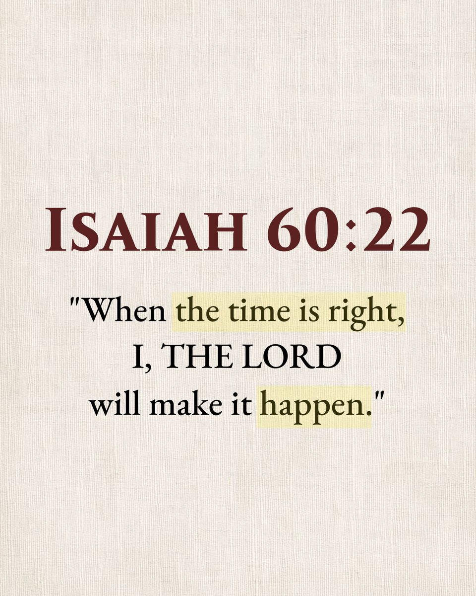 Gods_Willz's tweet image. READ THIS if you’re tired of waiting… 👀
Isaiah 60:22 ✝️
“When the time is right, I, the Lord, will make it happen.”
Not delay—divine timing.
God is working behind the scenes.
Don’t rush. Don’t doubt.
It will be worth the wait. 🙏
#Faith #TrustGod #DivineTiming