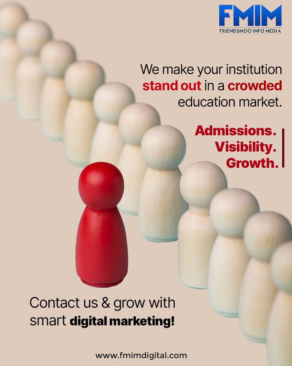 fmimindia's tweet image. Stand out where it matters most. 
If you’re ready to attract the right students &amp;amp; grow with confidence, it’s time to go digital the smart way.
Visit us to know more
fmimdigital.com
#DigitalMarketing #EducationMarketing #BrandVisibility #PerformanceMarketing #FMIMDigital